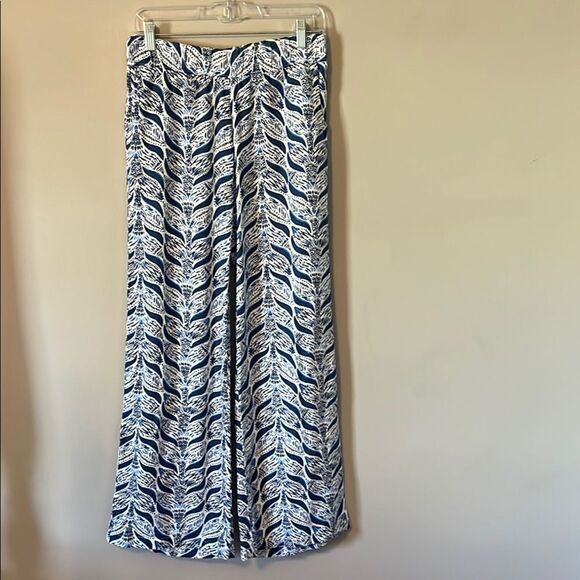 Lilly Pulitzer Mermaid Tail 100% Linen Pants Bal Harbor Size XS Blue White - Picture 2 of 13